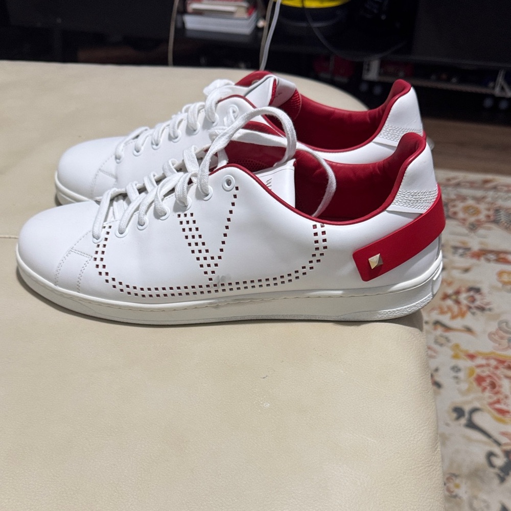 Valentino Garavani White and Red Sneakers